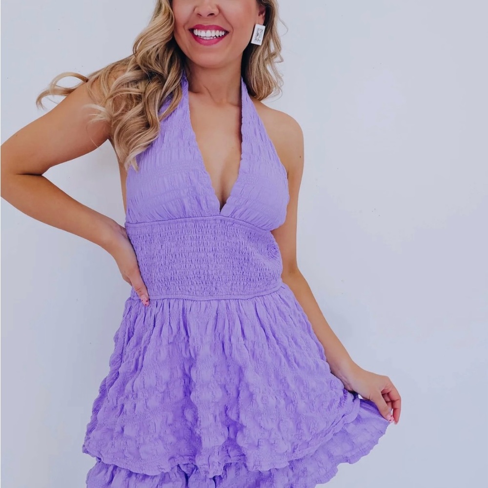 Purple Strapless Dress
